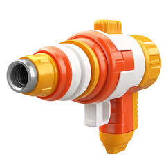 Fire hose nozzle in orange and white 3D style isolated on transparent background