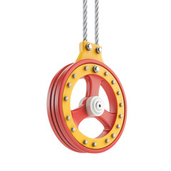 Fire rescue pulley in red and yellow 3D style isolated on transparent background