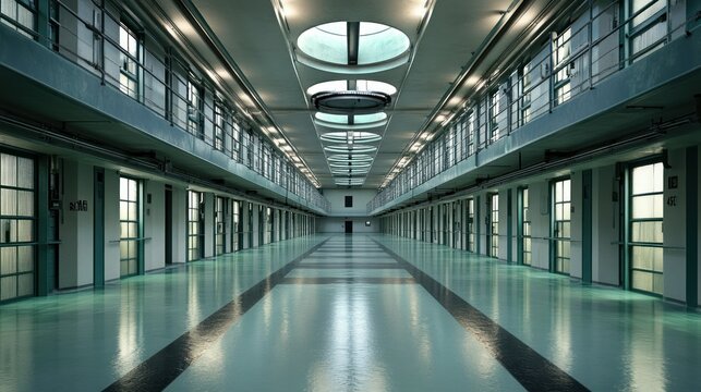 Empty prison hallway