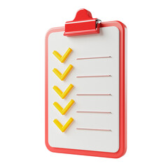 Checklist clipboard with checkmarks isolated on transparent background