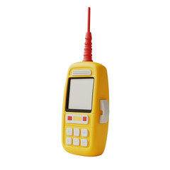 Firefighter radio communicator in yellow 3D design on white