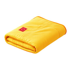  Folded rescue blanket in yellow color on transparent background