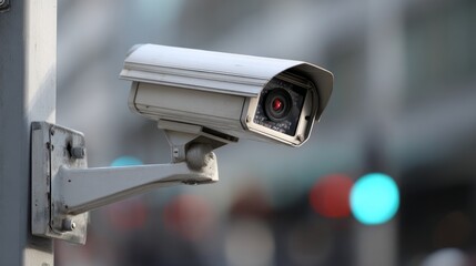 Outdoor CCTV camera mounted with space for descriptive text