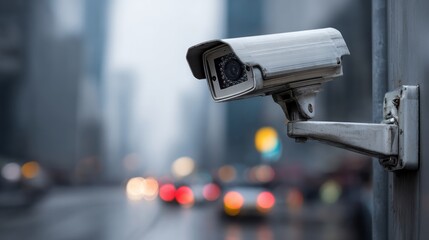 Outdoor CCTV camera mounted with space for descriptive text