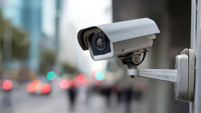 Outdoor CCTV camera mounted with space for descriptive text