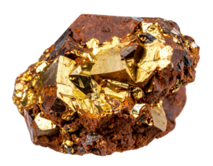 Raw Natural Chalcopyrite Stone in Metallic Gold and Copper Tones, Unpolished Mineral Specimen