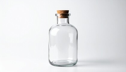 Upcycled Glass Bottle Vase with Natural Cork on White Background
