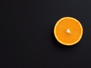 Freshly Sliced Orange on Dark Background Highlighting Vibrant Citrus Color