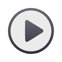 Play Button Icon, Media Player Symbol, Video Start Sign, Circle Shape, Grey Color, Modern Design