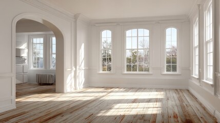 White-walled room under renovation featuring windows and an opening for a faux window
