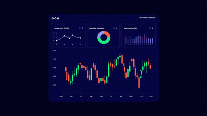 Financial dashboard with stock charts and portfolio allocation image
