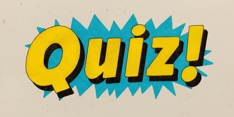 Text Quiz in comic pop art style. brainy game word. Vector illustration design. for business, marketing and advertising