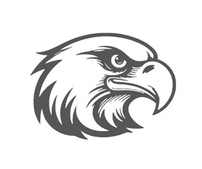 Monochrome Eagle Head Profile with Sharp Details and Intricate Feather Design