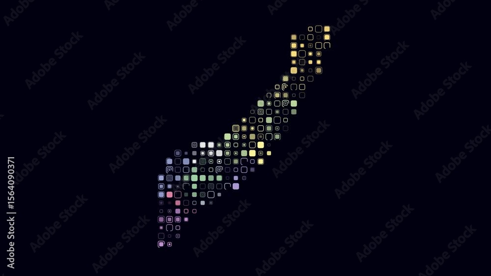Poster somalia dotted animation. shape of the country build of pulsating colored dots. large size rounded s