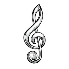 Fototapeta premium Elegant White Clef Sign on Black Background Depicts Music and Melody in Illustration Style