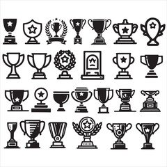 Classic Star Trophy, Modern Star Cup, Curved Handle Trophy, Twin Handle Star Cup, Standard Winner&rsquo;s Trophy, Bold Star Trophy, Victory Star Trophy, Winner Trophy And Vector Icons Of All Kinds Of Trophy
