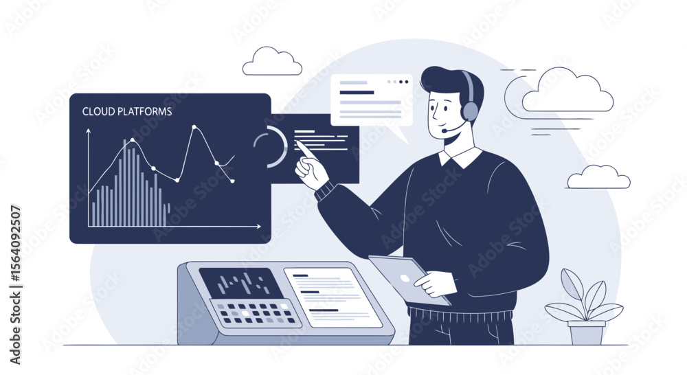Aufkleber analyzing cloud platform performance with customer support for data-driven strategy
