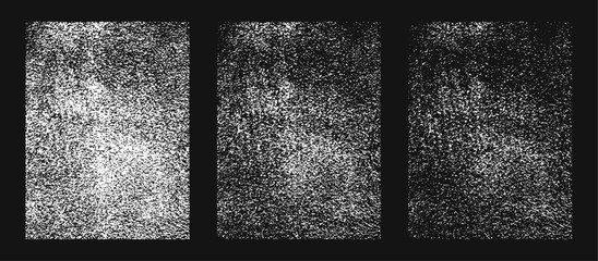 Grunge Overlay Texture Vector Set with Distressed Rough Surface Damaged, Concrete Paint Effect for Poster and T Shirt Design, Spray Ink Splatter Illustration