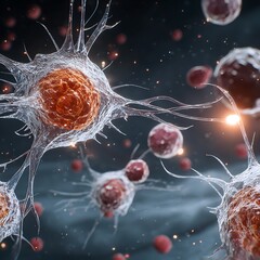 B cell activating antibody production in the immune system, immune defense mechanism, lymphocytes .