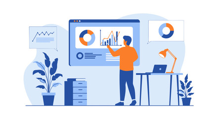Business Presentation With Statistical Analysis And Data Visualization Dashboard Concept