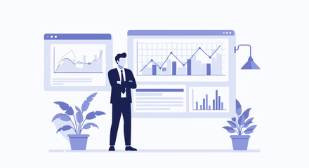 Confident Professional Analyzing Business Growth And Data Visualization Charts