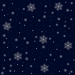 Seamless Christmas Gift Wrapping Paper Pattern Texture Wallpaper. Snowflake with dark blue background texture gift paper.