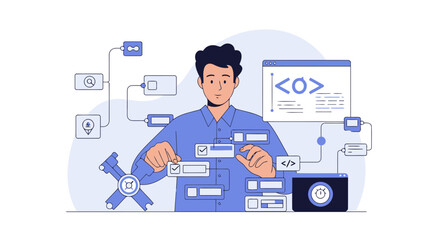 Creative Workflow Of Application Developer With Digital Programming Interface