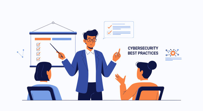 Cybersecurity Training Session For Best Practices In Business Strategy Team Meeting