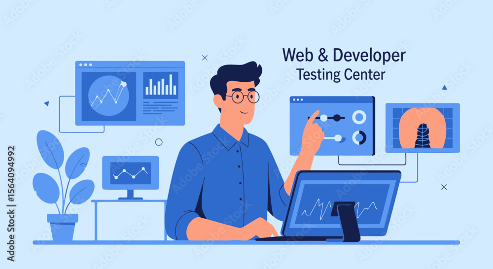 Poster digital innovation manages complex system for website developer testing center