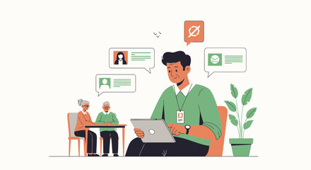 Fototapeta premium Digital Consultation With Elderly Couple Using Modern Tablet Technology