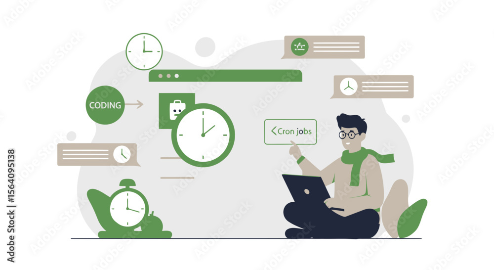 Poster efficient program development with cron jobs scheduling and time management illustration