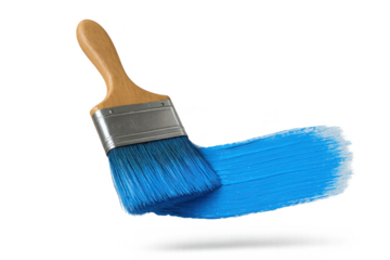 Paintbrush making a blue stroke, isolated on transparent background