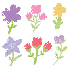 Bright and stylized flower illustration with a soft pastel palette. Includes tulips and daisies, making it perfect for invitations, textiles, and floral-themed branding.