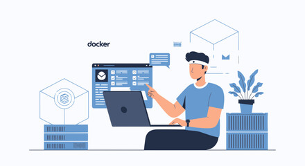 Fototapeta premium Illustrative Presentation Of Containerization Platform For Software Development And Deployment