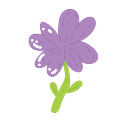 Colorful illustration in stylized spring bloom with purple daisy flower. This vector illustration conveys the harmony of nature and is perfect for gardening themes, wall art or floral branding.
