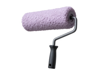 Fototapeta premium New purple paint roller with black handle, isolated on transparent background.