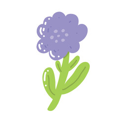 Colorful composition in stylized spring bloom with blue daisy flower. This vector illustration conveys the harmony of nature and is perfect for gardening themes, wall art or floral branding.