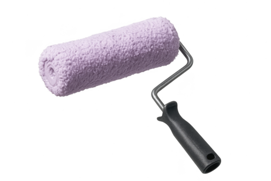 Purple paint roller isolated on transparent background, a vital home tool.