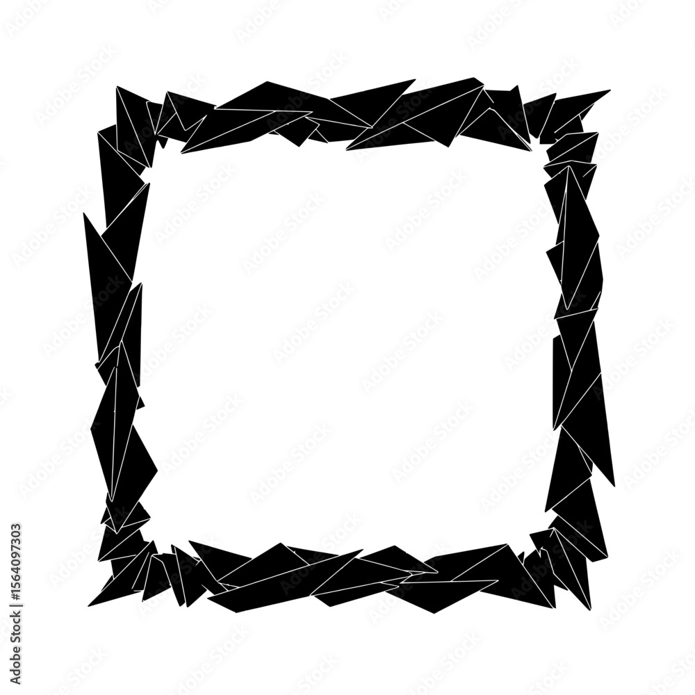 Poster geometric frame: a modern geometric frame composed of black angular shapes, offering a versatile des