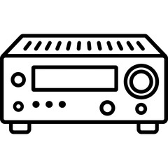Fototapeta premium Black and white outline icon of av receiver vector