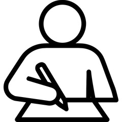 Person writing with pen on paper outline icon vector