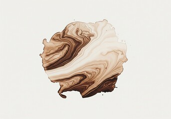 Brown Liquid Abstract Stain. Earthy tones blend in a fluid, non-representational pattern. This organic mocha-colored splash evokes natural beauty and calm.