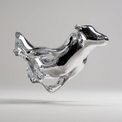 Polished metal abstract sculpture of a dynamic form.