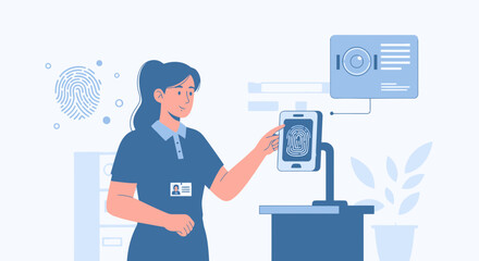 Fototapeta premium Secure Access With Biometric Technology For Identification And Safety Measures
