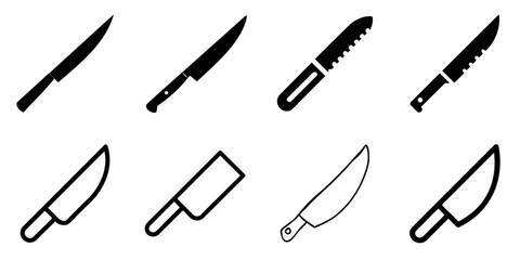 Kitchen Knife Set Icon Vector Collection for Culinary, Cooking, and Food Preparation Projects
