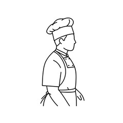 Culinary Craftsman: A simple yet elegant black and white illustration showcases the iconic silhouette of a chef. Representing the art of cooking, culinary skills.