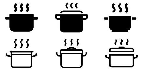 Cooking and Kitchen Pot Icon Vector Collection for Food, Culinary, and Kitchen Projects