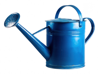 A vibrant blue watering can, perfect for gardening enthusiasts and a symbol of nurturing growth in any home or garden.