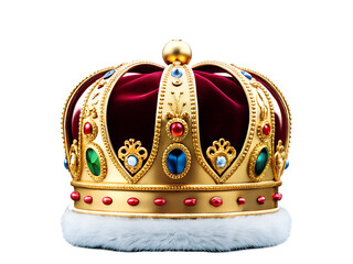 Golden royal king crown on transparent background. Crown cut out, Png