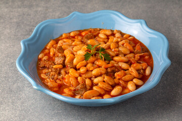 Turkish foods; dried bean, Beans with minced meat (kuru fasulye)